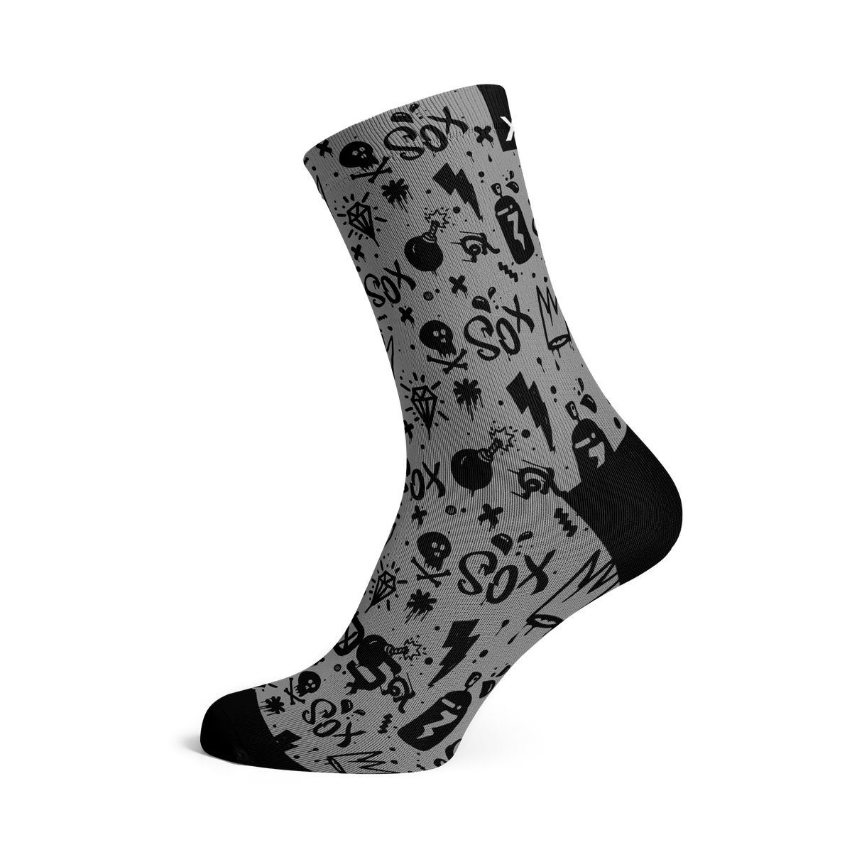 Chaussettes mi-mollet - Gribouillage-gris